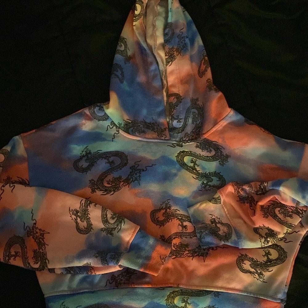 Cropped tye-dyed hoodie, size small